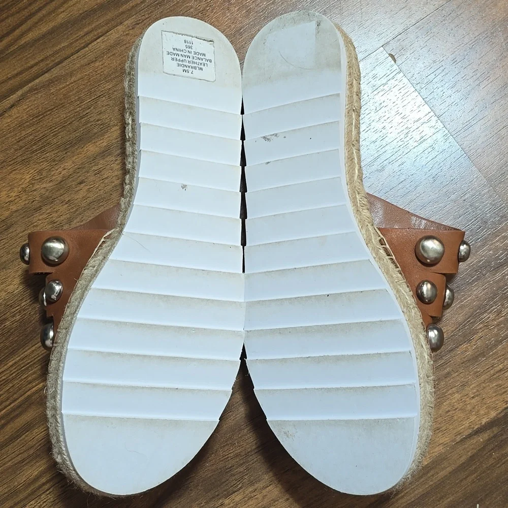 Marc Fisher LTD Brandie Studded Espadrille Slide Sandals.